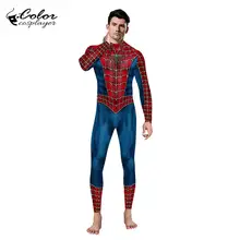 Цветной карнавальный костюм с 3D принтом Человека-паука, Женский карнавальный костюм Пурима, Модный Эластичный праздничный костюм с длинным рукавом