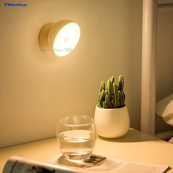 

360° rotation Intelligent human body automatic induction LED night light rechargeable sound control home aisle wall lamp