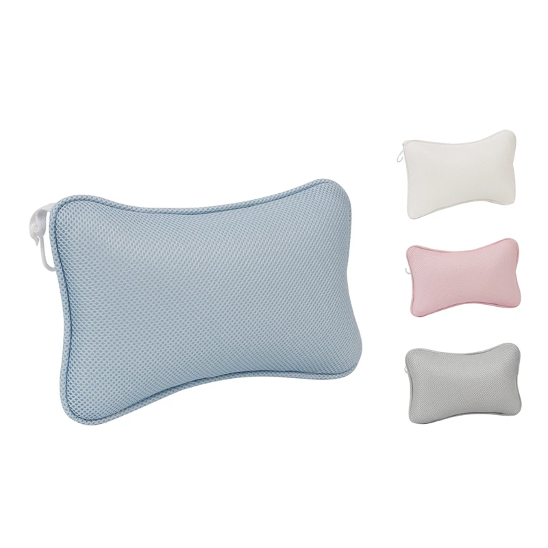 3D Mesh Spa Bathtub Headrest Pillow with Suction Cups Non Slip Cushion