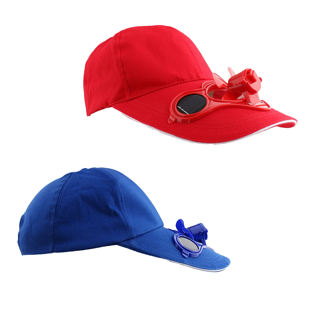 2pcs Baseball Golf Cool Solar Fan Hat Cap For Outdoor Camping Travel Sports