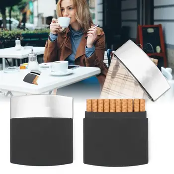 

9.7*8.7*1.3cm Slim Metal Cigarette Case Portable Cigarette Storage Box Men Stainless Steel Matte 10 Cigarettes Storage Box