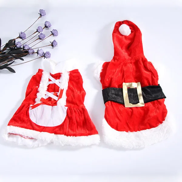 Рождественское платье для питомца щенка, новое рождественское пальто с капюшоном, платье Санта-Клауса, нарядная одежда для собак, XXS-L