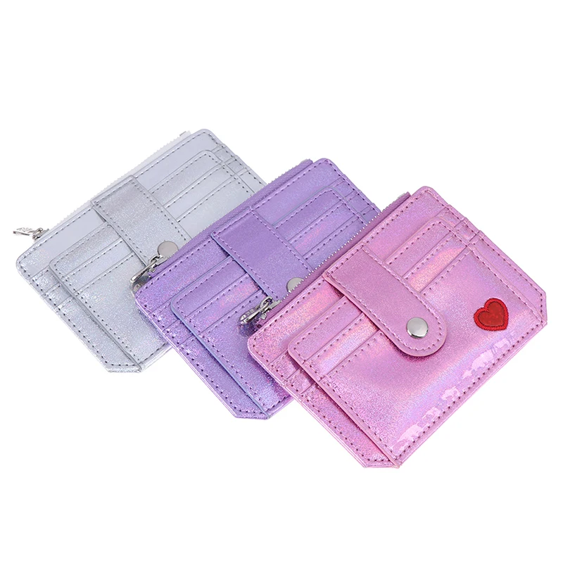 

1PCS Women Laser Shining Card Bag Heart Hasp ID Credit Card Holder Case Business Card Bag Driver's License Bag
