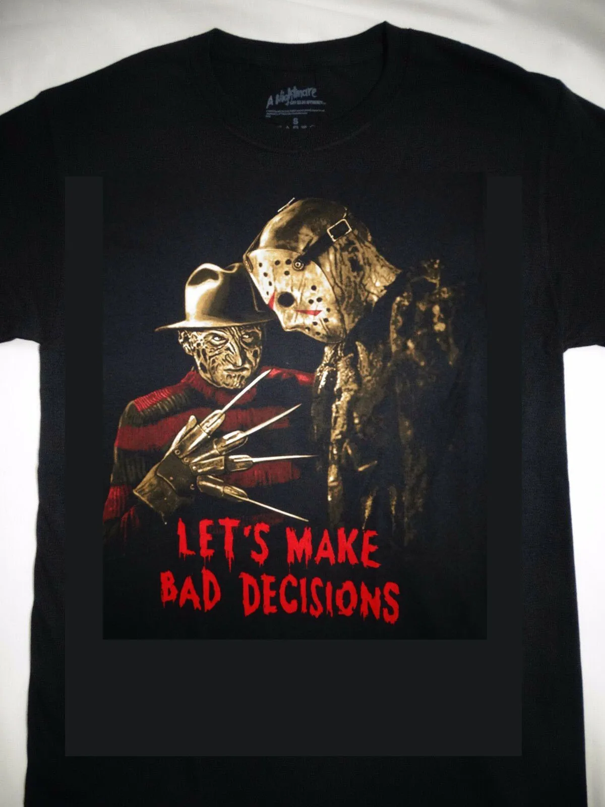Freddy Krueger и Джейсон Вурхиз с надписью Let's Make Art! Футболка плохими решениями