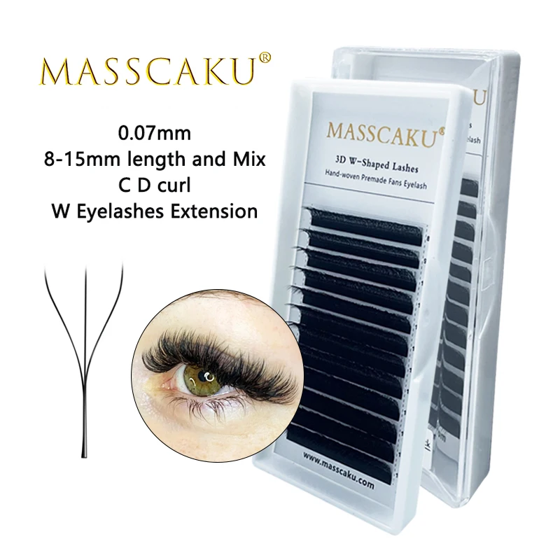 MASSCAKU 핫 세일 8-15mm & 믹스 길이 개별 밍크 소프트 속눈썹 확장 3D 러시아어 볼륨 속눈썹 확장 용품