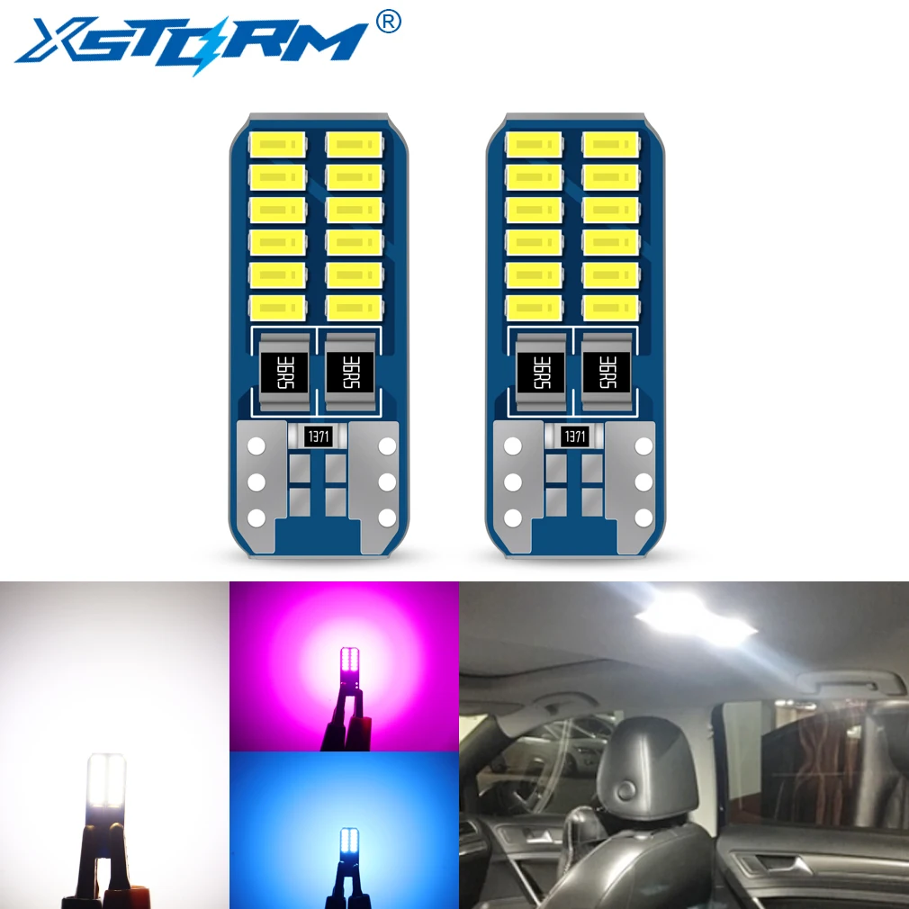 

2pcs W5W LED T10 Led Canbus 168 194 LED Bulbs No Error Car Side Marker Light License Plate Lamp White Ice Blue Pink 12V 6000K