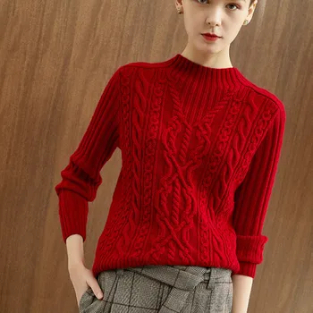 

JINJIAXIAN New twist cardigan women's fashion slim long sleeve cover thickened bottomed sweater autumn and winter knitwear women