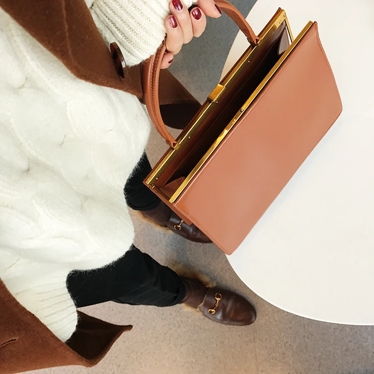 borsa da donna vintage con grande clip, borsa da donna casual, grande capacità, in pelle PU, borse alla moda da donna 2021_voghion.com