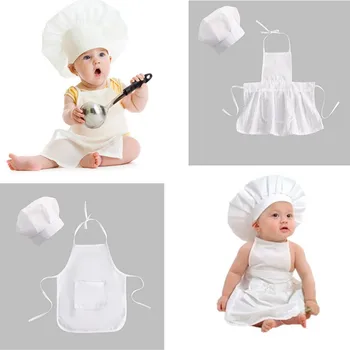 Baby Chef Apron Hat for Kids Costumes Chef Baby Cook Costume Newborn Photography Prop Newborn Hat Apron 1