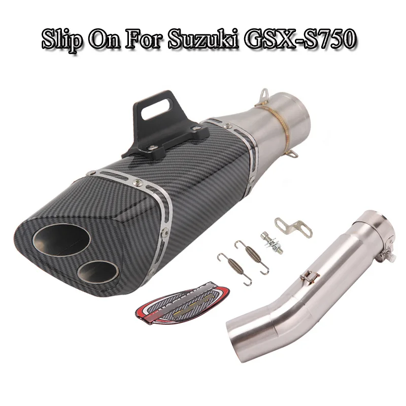 

Motorcycle System Exhaust Mid Link Pipe Exhasut Muffler double Outlet Pipe For Suzuki GSX-S750 Dirt Bike Slip On Refit Escape