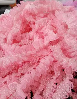 

60Yards 2.5cm Chiffon Ruffle Lace Trim Pleated Ribbon Fabric DIY Clothing Material For Doll Dress New Arrival