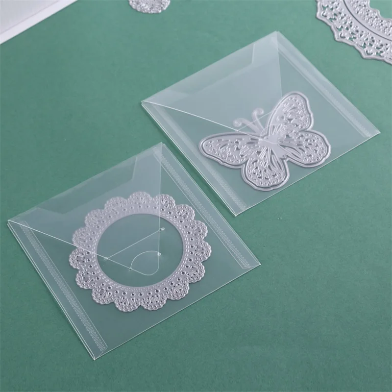 10pcs/set 12x12cm Transparent Plastic Storage Bags For Small Stamps And Dies Organizer Bags Cardstock Crafts Storage Envelopes 5