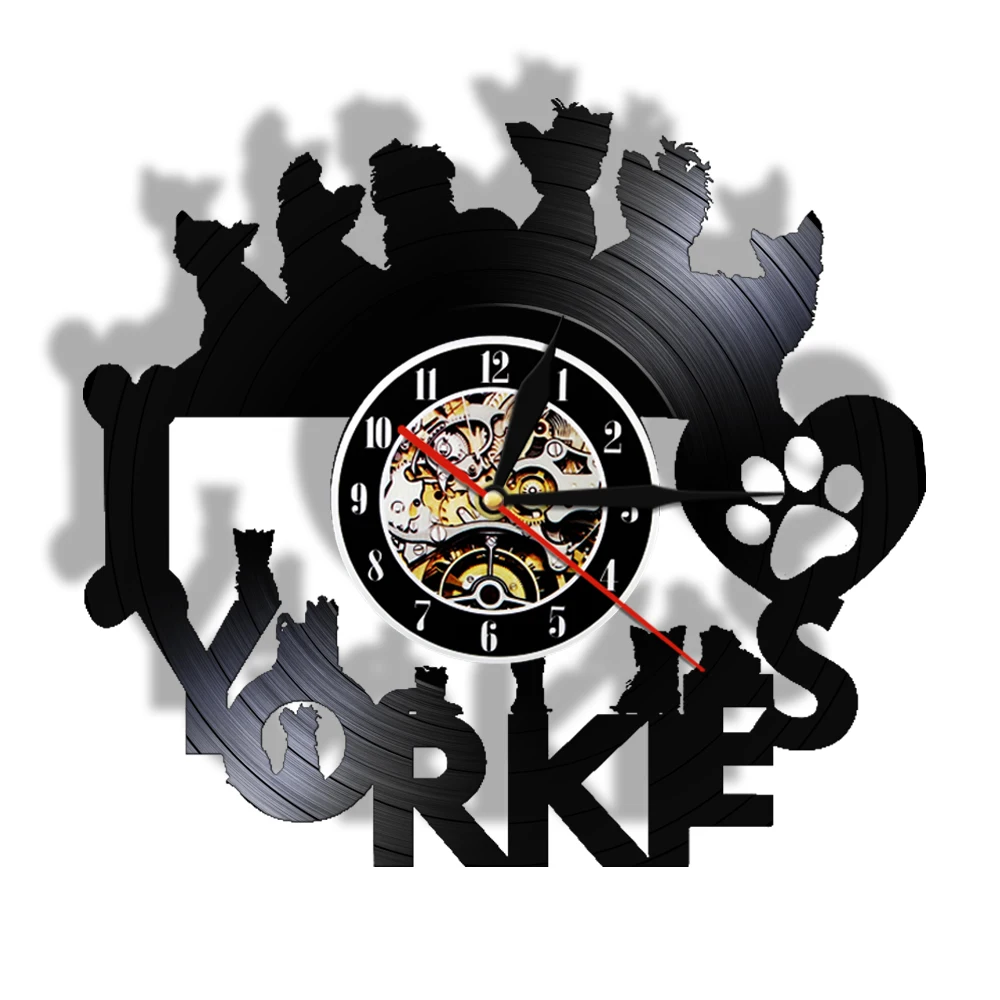 ILoveYorkiesDogBreedVinylRecordWallClockPuppyLoversHome