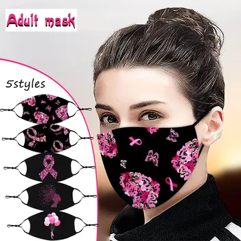 

1pc Outdoor Cotton Masks Washable Breathable Facemask Reusable Caring Women's Cancer Theme Facemasks Adjustment Earloop Masque