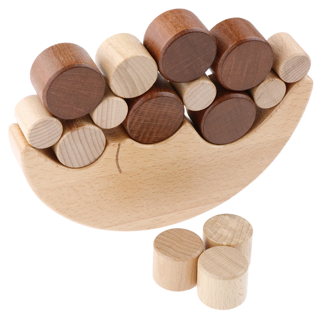 Balance Moon Wooden Stacking Blocks Balancing Game Children Early Learning Play Activity, Parent-child Game, Fine Motor Skills
