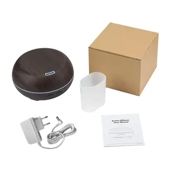 

Round Flat Top Wood Grain Ultrasonic Humidifier Mist Maker Diffuser with LED Light Household Aromatherapy Diffuser Machine