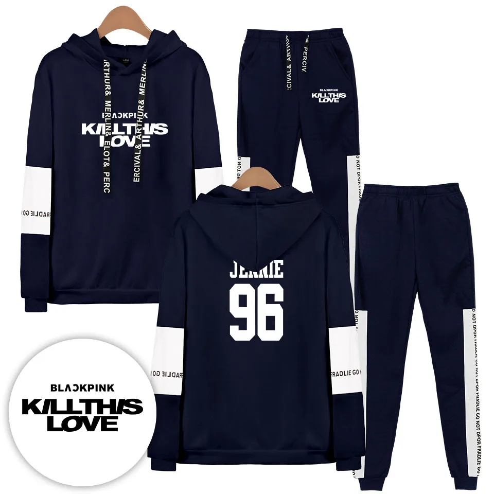 

Winter/Autumn Blackpink KILL THIS LOVE print Idol long sleeve hood + trousers Set FASHION Hoodies Casual Sweatshirt 2XS-4XL