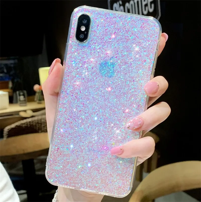 

case for iPhone 11 XR 7 8 11 Pro Max X XS Max Plus 6 6s cover Colorful glitter Epoxy Soft