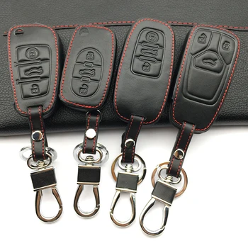 

Hot sale super quality 100% Leather Key Cover Case for Audi Q3 Q5 Sline A3 A5 A6 C5 A4 B6 B7 B8 TT 80 S6 C6 Auto Accessories