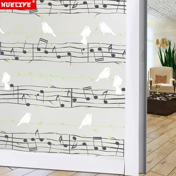 

Birds and musical notes window paper window stickers frosted glass stickers bathroom opaque bathroom cellophane blackout window