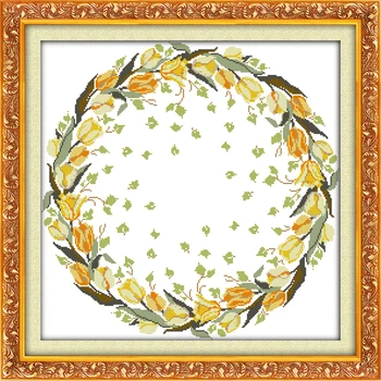 

Everlasting love Lily garland (1) Chinese cross stitch kits Ecological cotton stamped printed 11CT DIY gift Christmas decoration