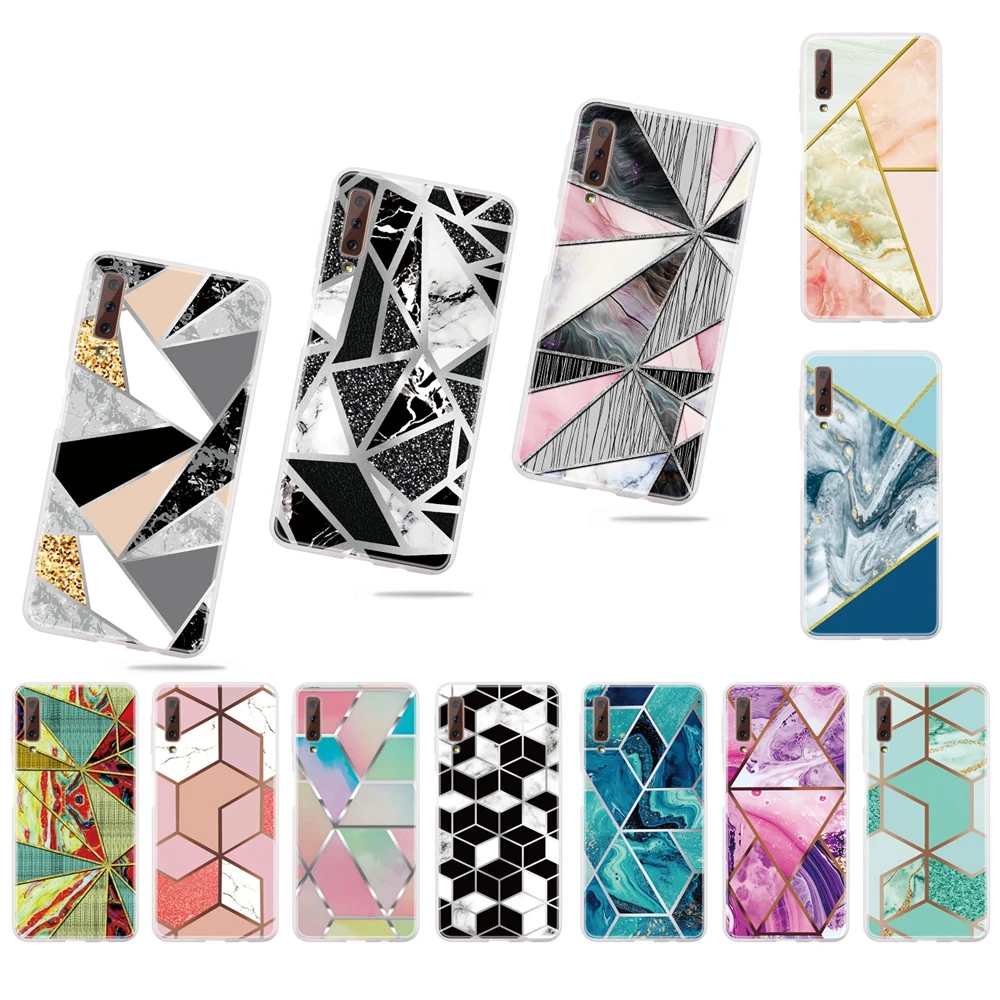 for Coque Samsung Galaxy A20S A30S A50S M30S A20E Case Geometric Marble Matte Translucent TPU Phone Cover |