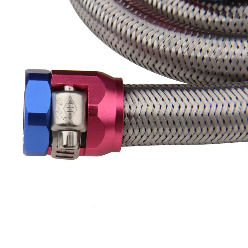 CarBole High Quality 3 Feet AN6 3/8 Stainless Steel Braided Fuel Oil Gas Line  Hose Air w/ Two Clamps 1526 - AliExpress