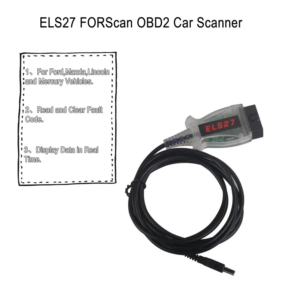 USB сканер ELS27 FORScan V2.2.6 OBD2 Диагностический кабель для Ford/Mazda/Lincoln/Mercury считыватель