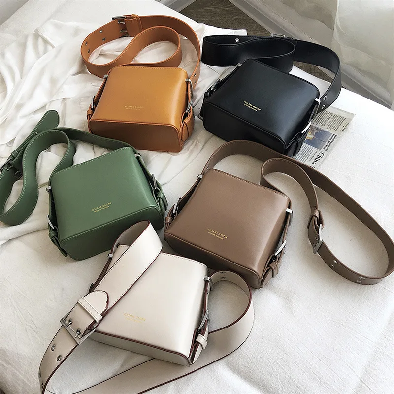 

Online Celebrity Textured Bag Women's 2019 New Style Summer Western Style Wide-Strap Shoulder Bag Versatile Shoulder Bag Square