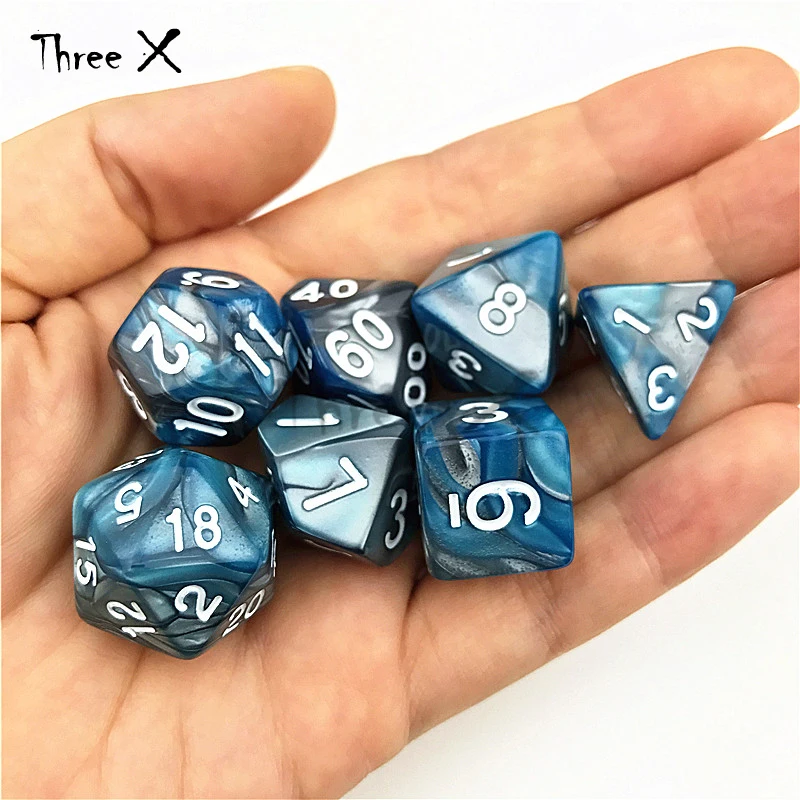 Purple with Blue Mixed-color Portable Dice Playing Game for DNDGame Double Color Effect Rpg