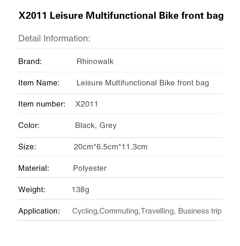 RHINOWALK велосипедный руль сумка Многофункциональный водонепроницаемый для велосипеда мобильный чехол для телефона черный серый цвета большой емкости X2011