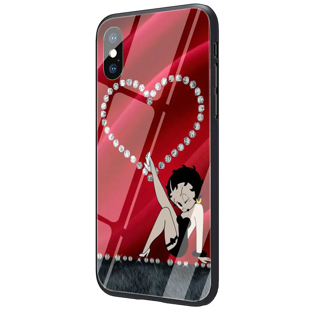 EWAU Betty Boop чехол из закаленного стекла для телефона для iphone 5 5s SE 6 6s 7 8 plus X XR XS 11 pro Max - Цвет: G2