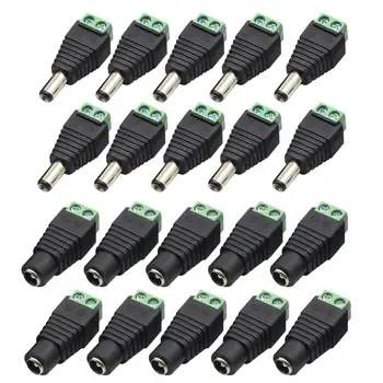 

20pcs 2.1x5.5mm DC Power Male Female Jack Adapter Connector Socket Converters Green DC Weld-free Plug Screw Shrapnel Type