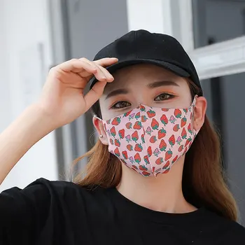 

Fashion Women Ice Silk Mask Printed Multi Color Mouth Masks Reusable Lady Mask Washable Mouth Mask Sunscreen Breathable Masks