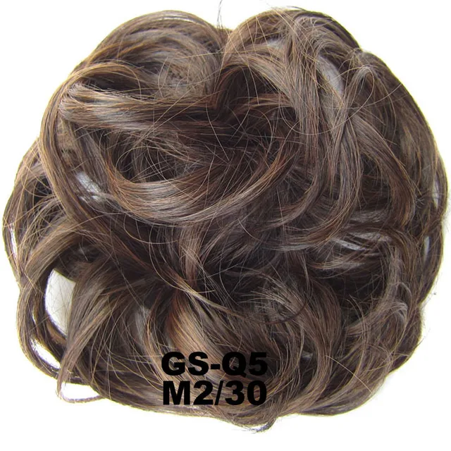 Jeedou Messy Chignon Donut Hair Bun Pad Elastic Hair Rope Rubber Band Synthetic Hairpiece Gary Brown Color M2-30
