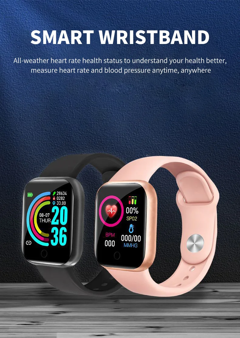 2021 New Smart Bracelet D20 Color Screen Waterproof Health Blood Pressure Heart Rate Sleep Monitoring Bluetooth Sports Bracelet