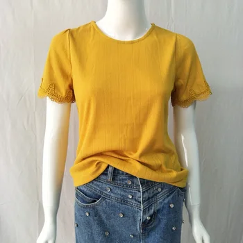 

Women Shirt 2020 New Cuff Lace Short Sleeve Loose T-shirt Women