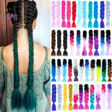 LUPU Омбре Плетеный вязаный крючком волосы Jumbo косы Kanekalaon розовый красный синий фиолетовый высокотемпературное волокно синтетические волосы для наращивания