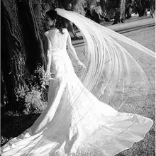 Реальные фотографии 3 м белая/слоновая кость свадебная вуаль Однослойная Длинная фата для невесты головной вуаль свадебные аксессуары Горячая Распродажа свадебные аксессуары