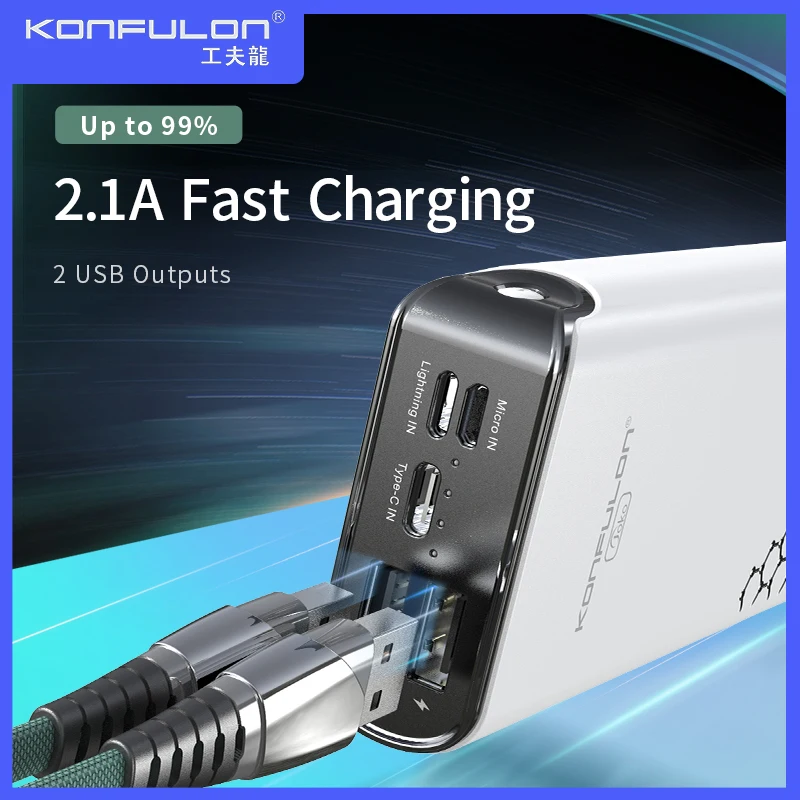 Внешний аккумулятор KONFULON на 10 000 мА · ч с двумя USB портами|Внешние аккумуляторы| |
