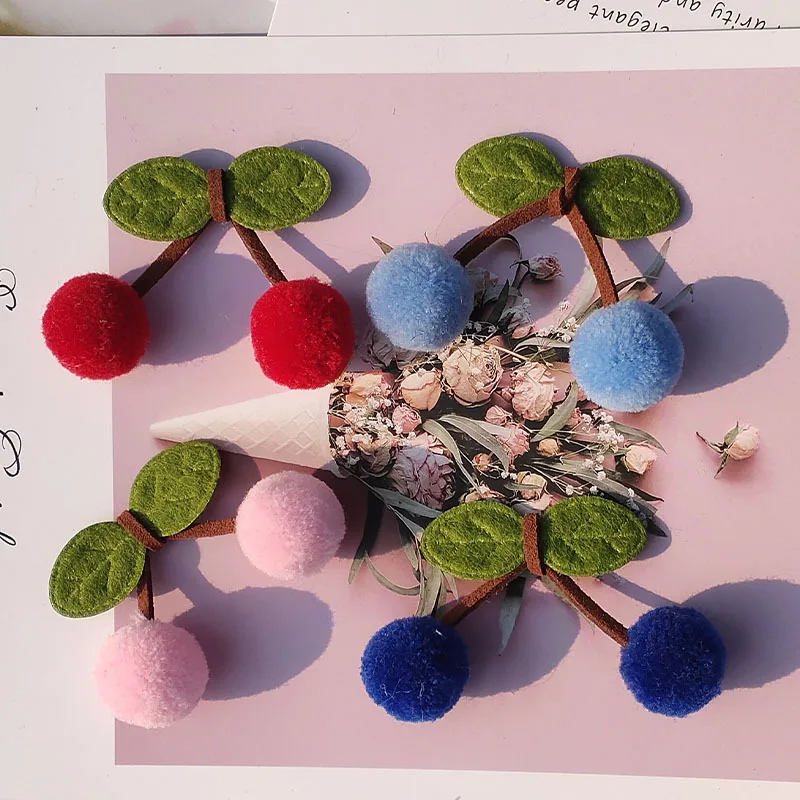 10Pcs/Bag 2Cm Cherry Cashmere Hair Ball Lace Pendant Hair Accessories DIY Wedding Party Sewing Handmade Hat Ball Decoration pom poms craft supplies