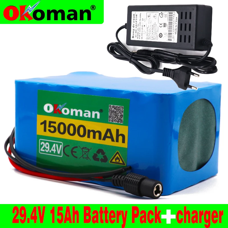 Высококачественный литий-ионный аккумулятор Okoman 7S5P 24 в 15 Ач 250 Вт 29 4 В 15000 мАч для