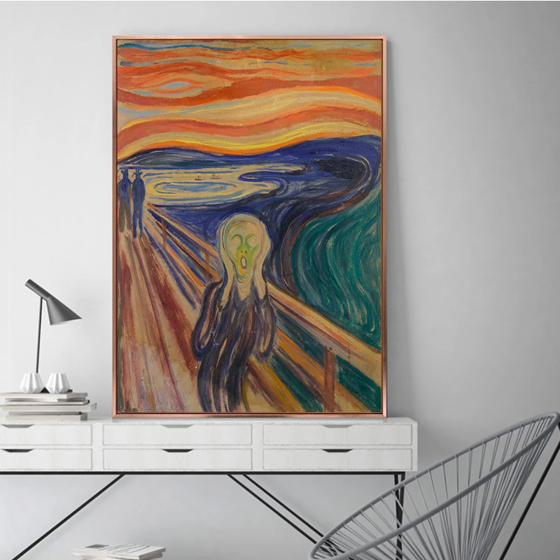 Famous Abstract Oil Painting Scream by Edvard Munch Prints on Canvas