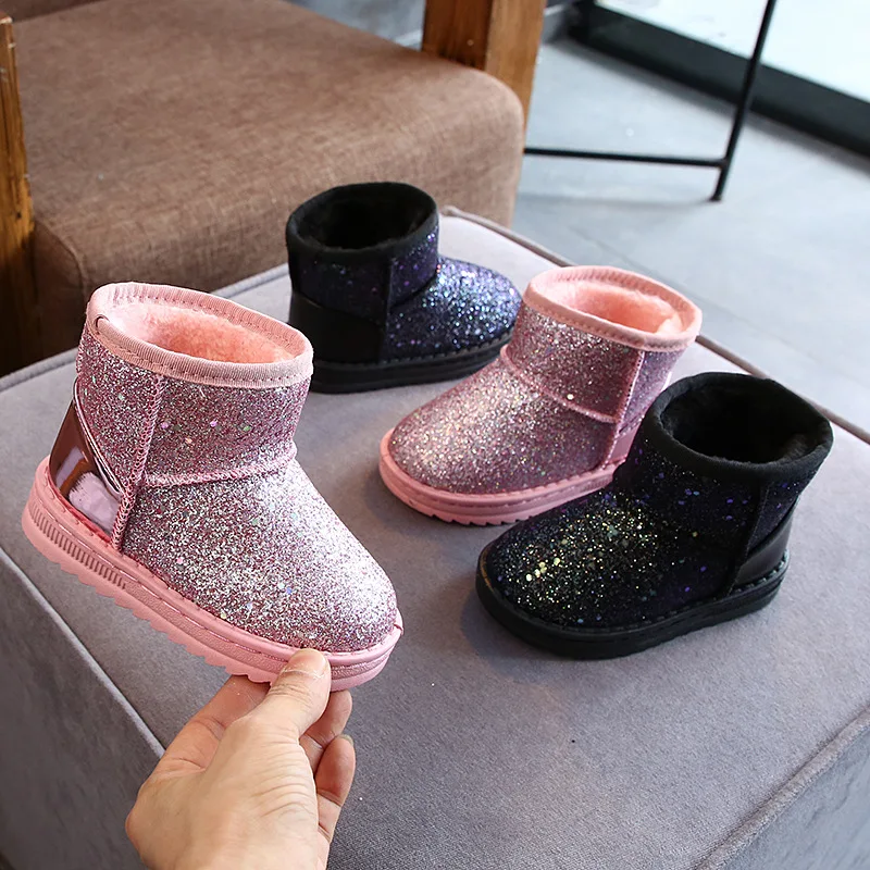 

COMFY KIDS Winter Kids Fashion snow boots thick Child Children love snow bootsShiny snow boots for kids