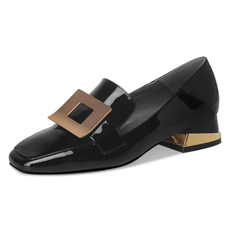 Genuine Leather Shoes For Women Square Thick Heels Pumps Female 2021 Spring Summer Wedding Working Ladies | Обувь