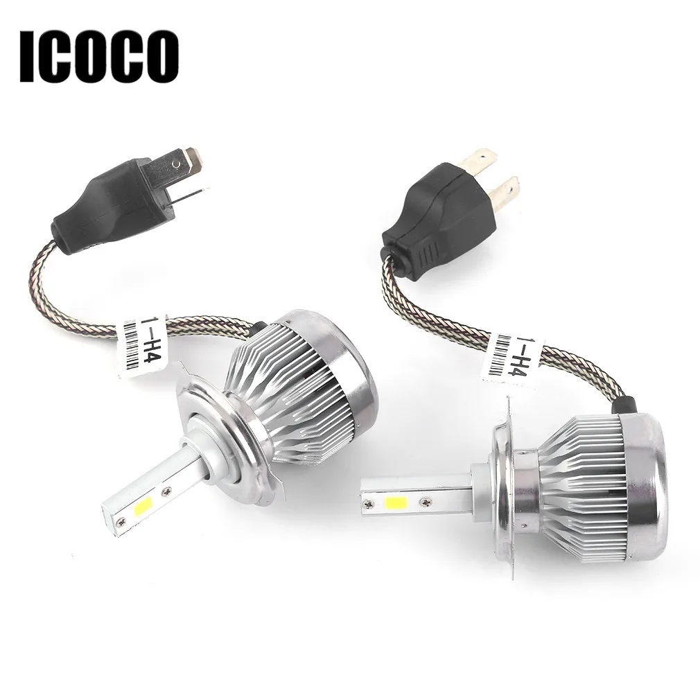 ICOCO светодиодный 12V H4 Автомобильные фары 60 Вт 6000LM H1 H3 H7 H8/H9/H11, 9003/HB3/HB4 светодиодный комплект Headbulbs сов монолитный блок светодиодов фары
