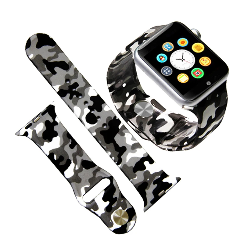 ТПУ чехол Camo и ремешок 2 в 1 Набор протектор для apple watch 38mm группа 3 38/42 мм спортивные бампер ремешок для наручных часов iWatch серии 3/2/1