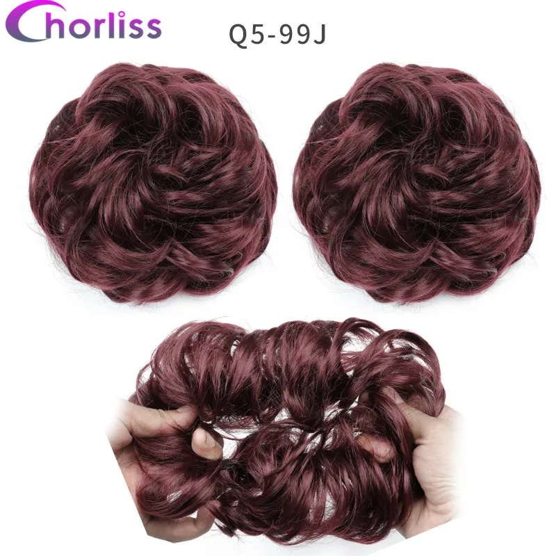 Синтетические кудрявые резинки для волос шиньон для женщин Chorliss Hair wrap Rope головной убор натуральный блонд коричневый поддельные волосы булочки аксессуары - Цвет: 99j