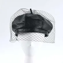 Винтажный сетчатый берет из искусственной кожи для женщин, шапка художника, женская шапка тыквы, модный бренд, женские черные береты, шапки Парижа