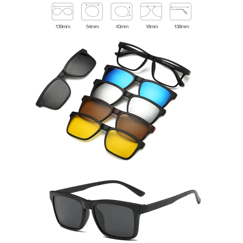 COOLSIR 5+ 1 костюм мода клип на солнцезащитные очки для женщин рамки зажимы магнитные солнцезащитные очки магнит очки для мужчин клип очки